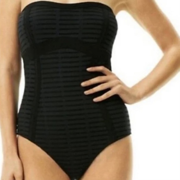 Bond-eye Australia Bandeau Ladder Back One Piece Swimsuit Black U.S. Size 10 - Picture 2 of 10